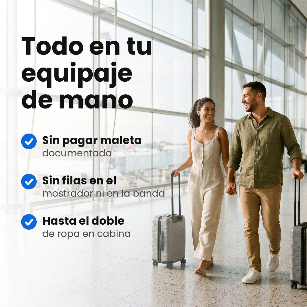 Todo en tu equipaje de mano, sin documentar maleta
